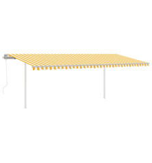 Automatinė markizė su LED/vėjo jutikliu, geltona/balta, 6x3m