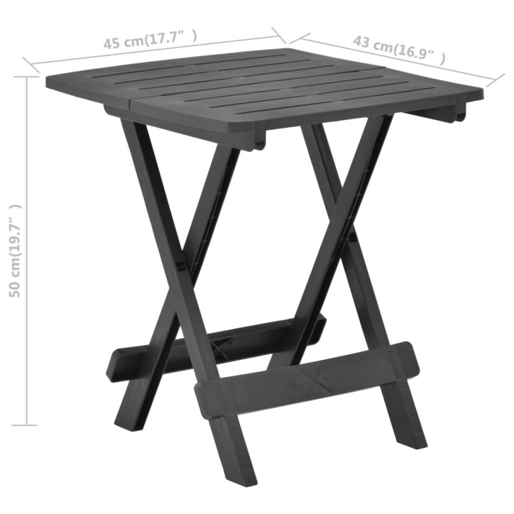 Sulankstomas sodo stalas, antracito, 45x43x50cm, plastikas