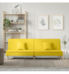 Dvivietė sofa-lova, šviesiai geltonos spalvos, audinys