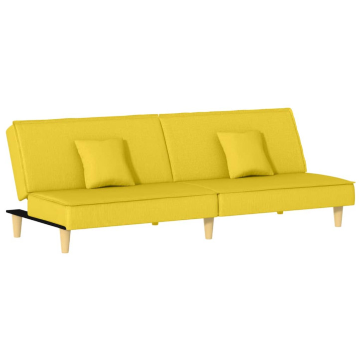 Dvivietė sofa-lova, šviesiai geltonos spalvos, audinys