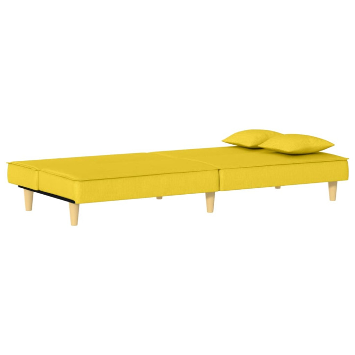 Dvivietė sofa-lova, šviesiai geltonos spalvos, audinys