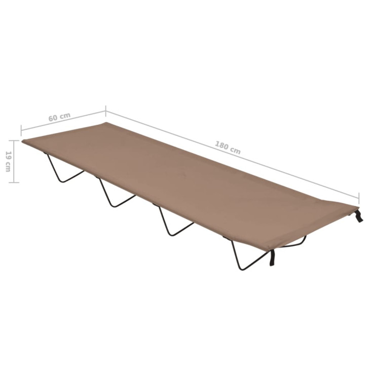 Stovyklavimo gultas, taupe, 180x60x19cm, audinys ir plienas