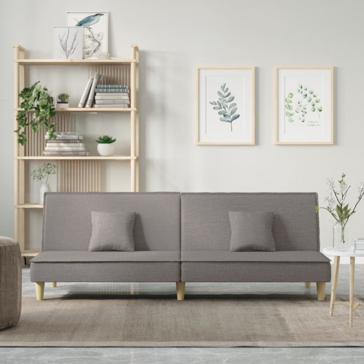 Dvivietė sofa-lova, taupe spalvos, audinys