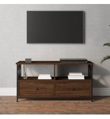 Televizoriaus spintelė, ruda, 90x33x45cm, mediena ir geležis