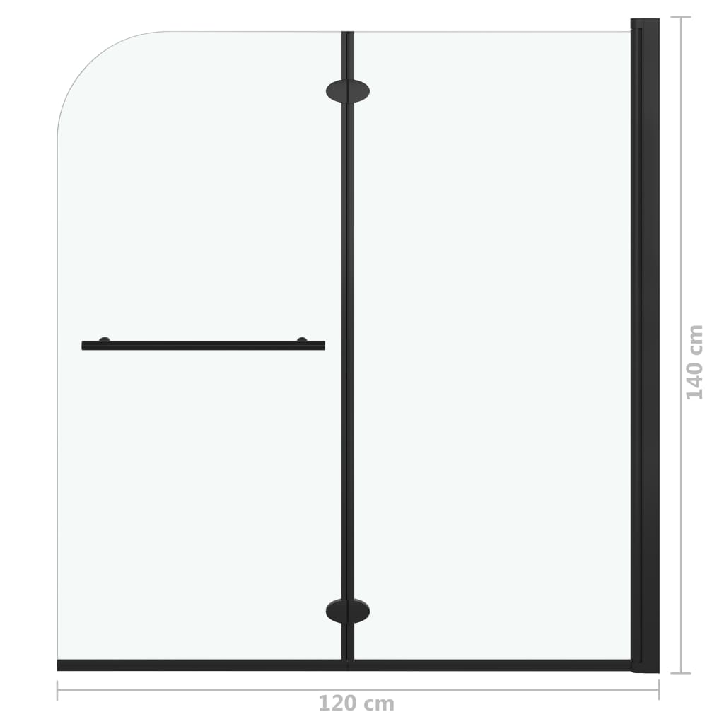 Sulankstoma dušo pertvara, 2 dalių, juoda, 120x140cm, ESG