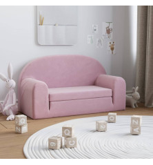 Dvivietė vaikiška sofa, rožinės spalvos, minkštas pliušas
