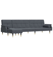 L formos sofa-lova, tamsiai pilka, 271x140x70cm, aksomas