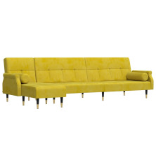 L formos sofa-lova, geltonos spalvos, 271x140x70cm, aksomas