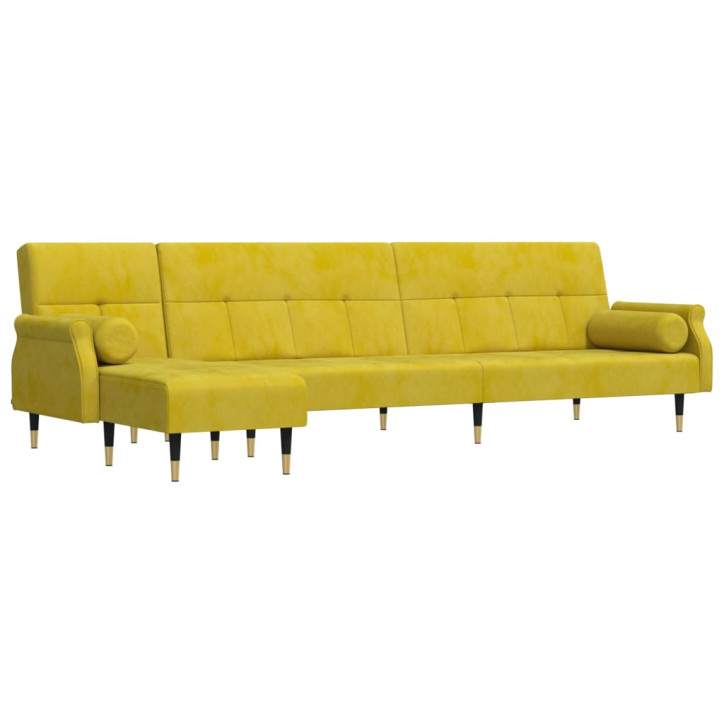 L formos sofa-lova, geltonos spalvos, 271x140x70cm, aksomas