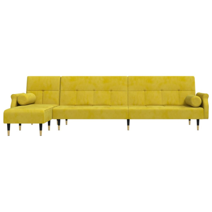 L formos sofa-lova, geltonos spalvos, 271x140x70cm, aksomas