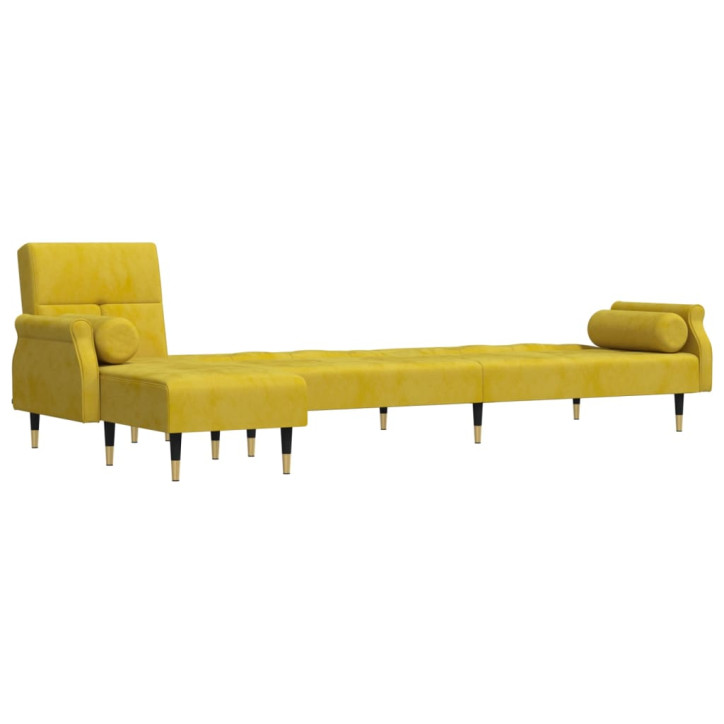 L formos sofa-lova, geltonos spalvos, 271x140x70cm, aksomas