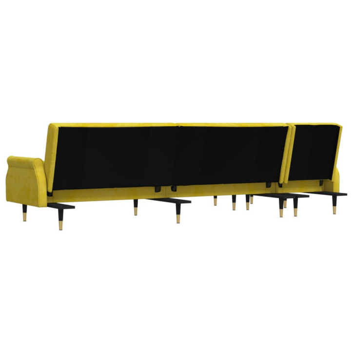 L formos sofa-lova, geltonos spalvos, 271x140x70cm, aksomas