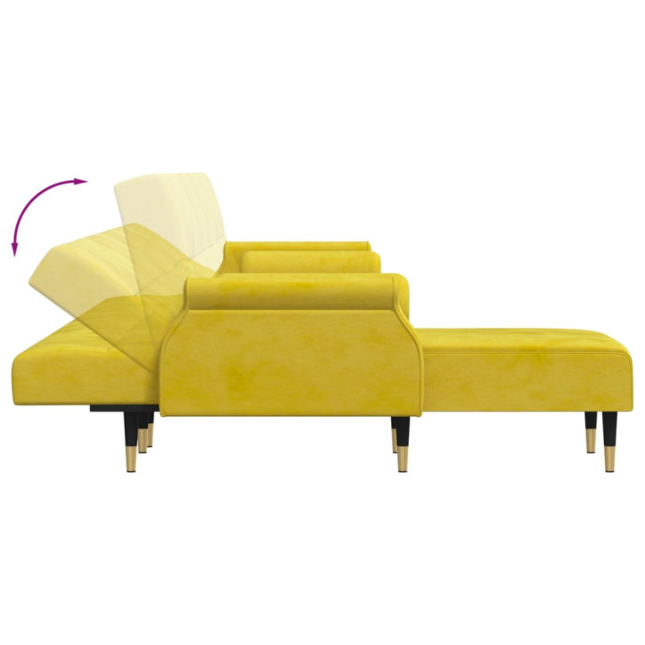 L formos sofa-lova, geltonos spalvos, 271x140x70cm, aksomas