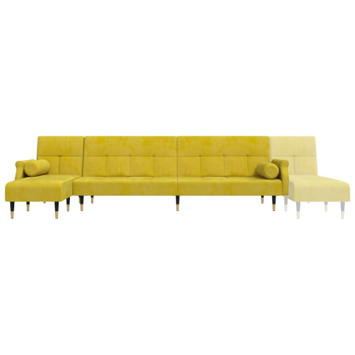 L formos sofa-lova, geltonos spalvos, 271x140x70cm, aksomas