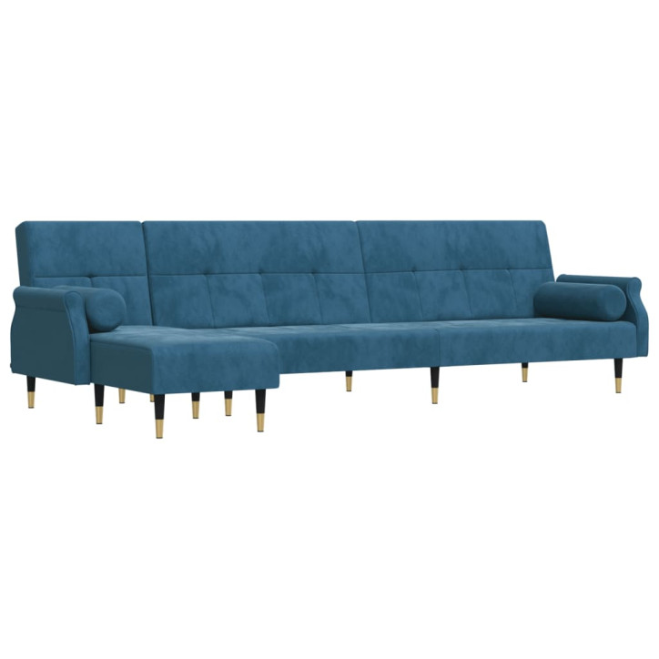 L formos sofa-lova, mėlynos spalvos, 271x140x70cm, aksomas