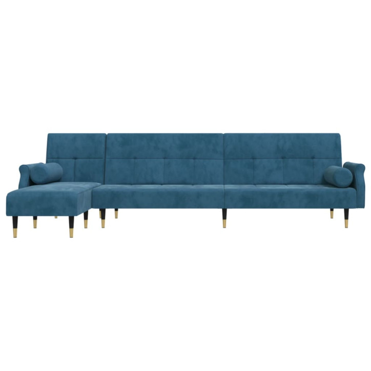 L formos sofa-lova, mėlynos spalvos, 271x140x70cm, aksomas