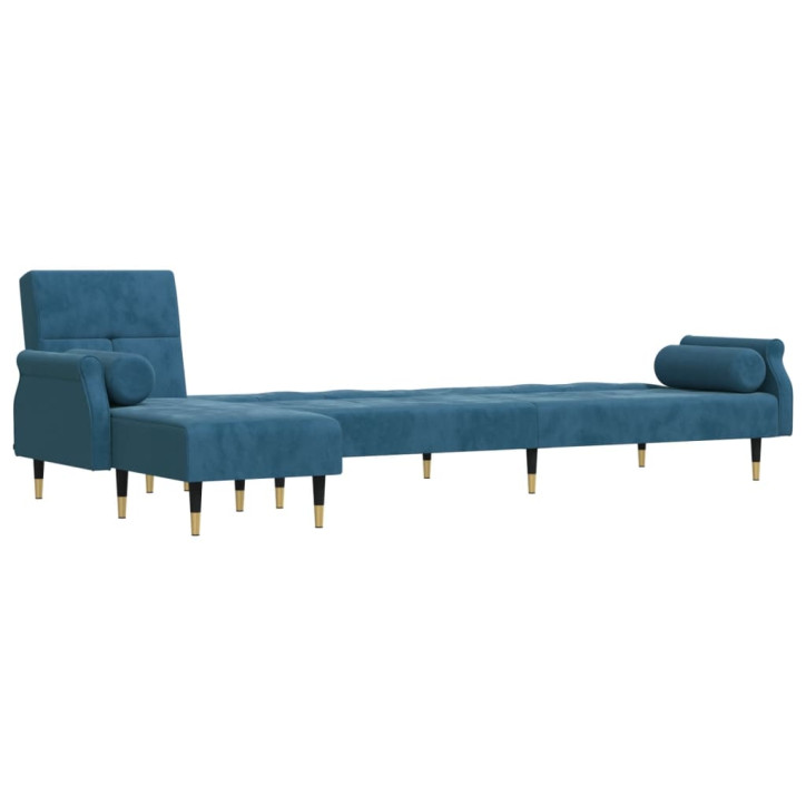 L formos sofa-lova, mėlynos spalvos, 271x140x70cm, aksomas