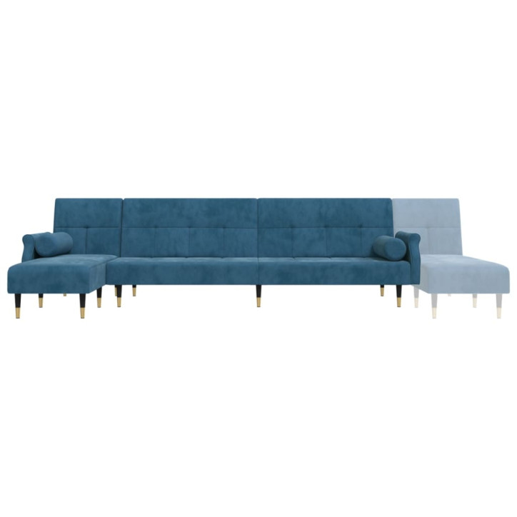 L formos sofa-lova, mėlynos spalvos, 271x140x70cm, aksomas