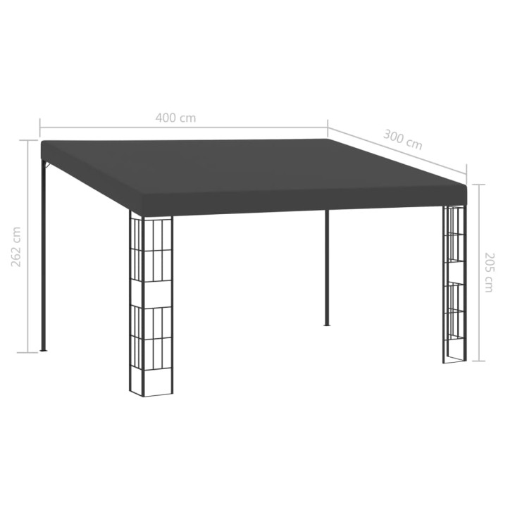 Prie sienos montuojama pavėsinė, antracito, 3x4m, audinys