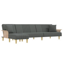 L formos sofa-lova, tamsiai pilka, 279x140x70cm, audinys