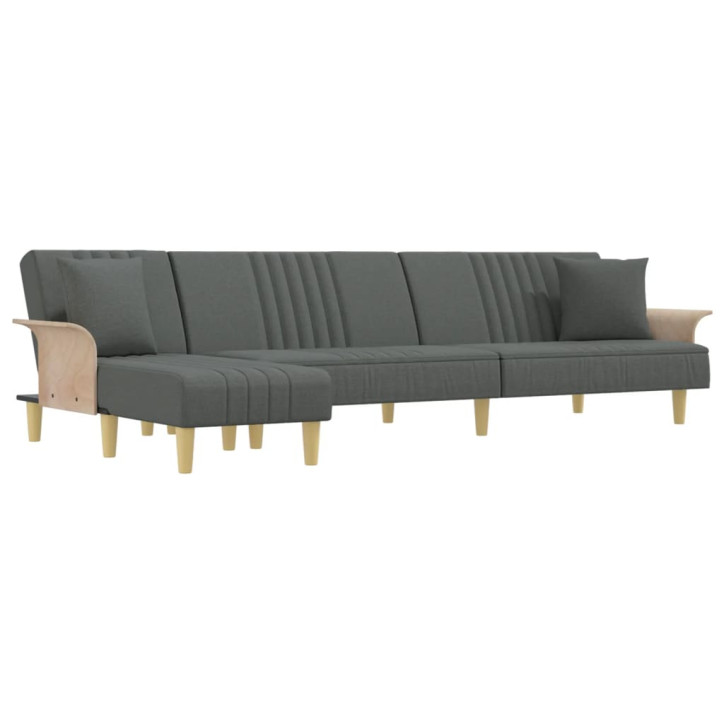 L formos sofa-lova, tamsiai pilka, 279x140x70cm, audinys