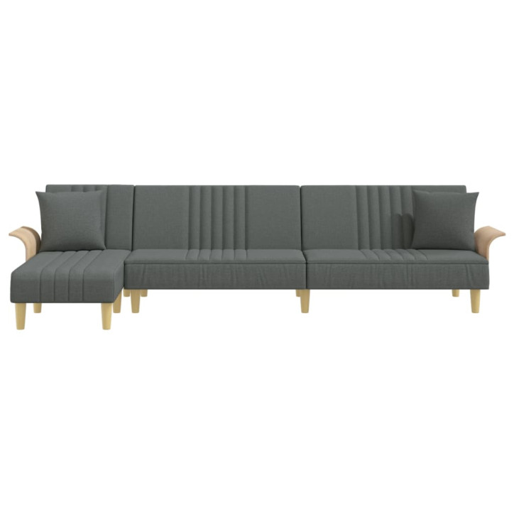 L formos sofa-lova, tamsiai pilka, 279x140x70cm, audinys