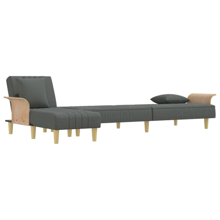 L formos sofa-lova, tamsiai pilka, 279x140x70cm, audinys