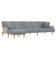 L formos sofa-lova, šviesiai pilka, 279x140x70cm, audinys