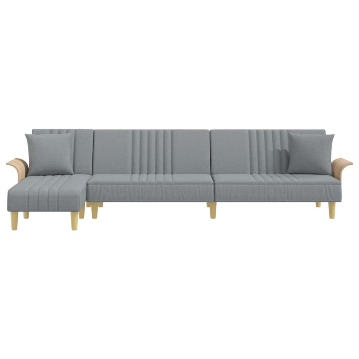 L formos sofa-lova, šviesiai pilka, 279x140x70cm, audinys