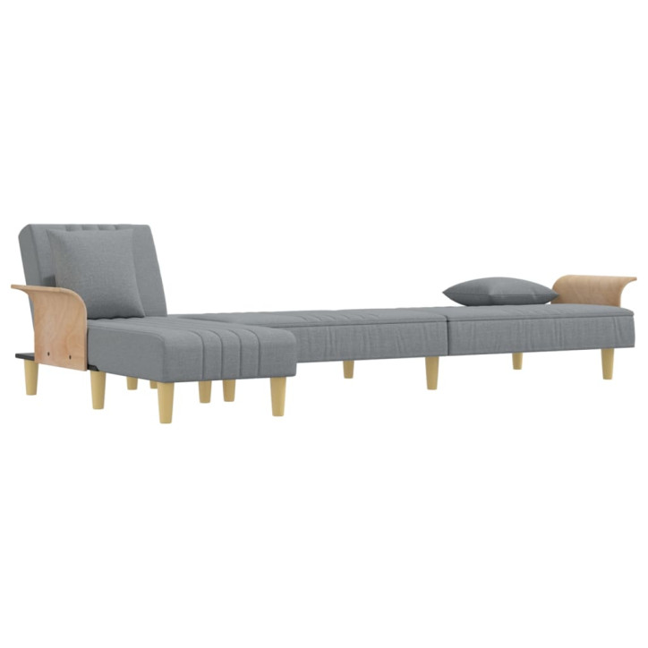 L formos sofa-lova, šviesiai pilka, 279x140x70cm, audinys