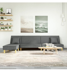 L formos sofa-lova, tamsiai pilka, 255x140x70cm, audinys