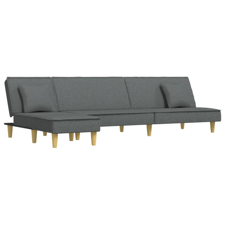 L formos sofa-lova, tamsiai pilka, 255x140x70cm, audinys