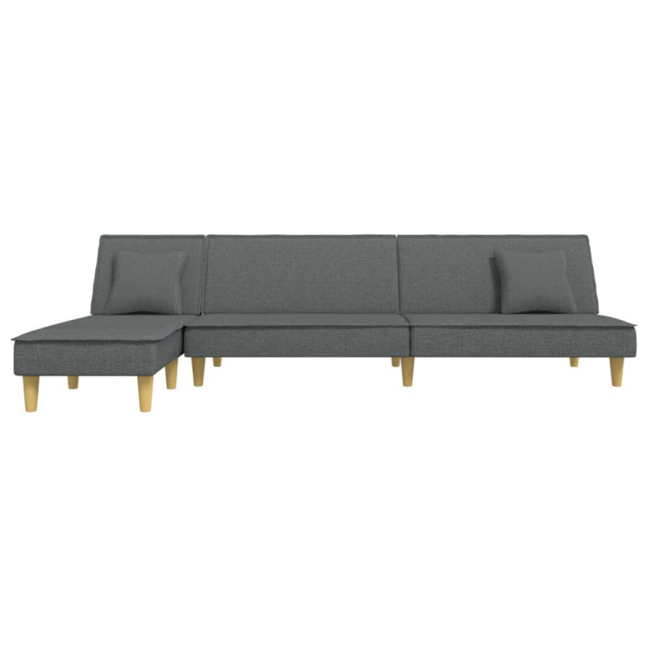 L formos sofa-lova, tamsiai pilka, 255x140x70cm, audinys