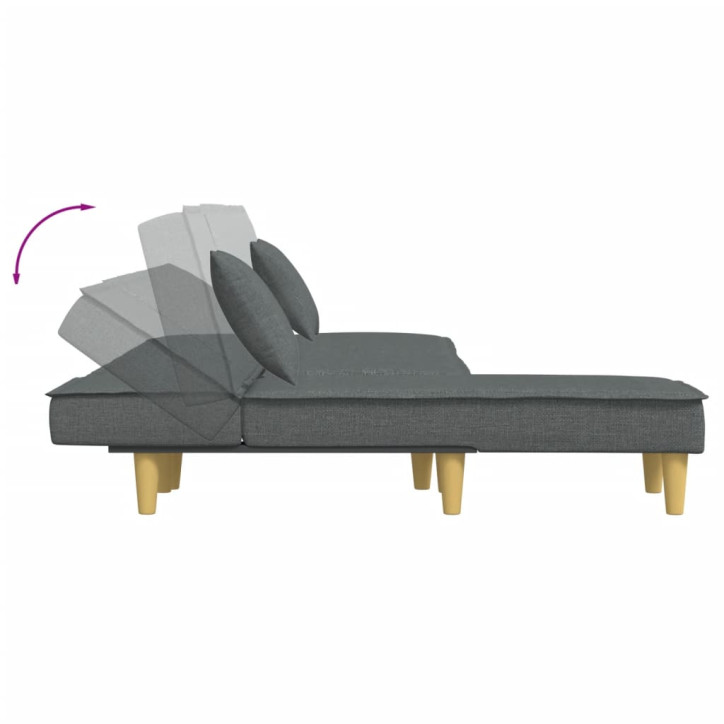 L formos sofa-lova, tamsiai pilka, 255x140x70cm, audinys