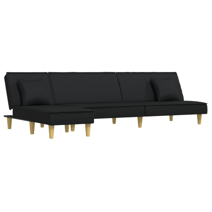 L formos sofa-lova, juodos spalvos, 255x140x70cm, audinys