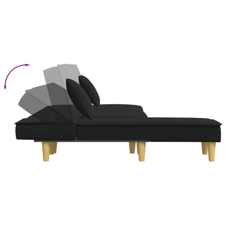 L formos sofa-lova, juodos spalvos, 255x140x70cm, audinys