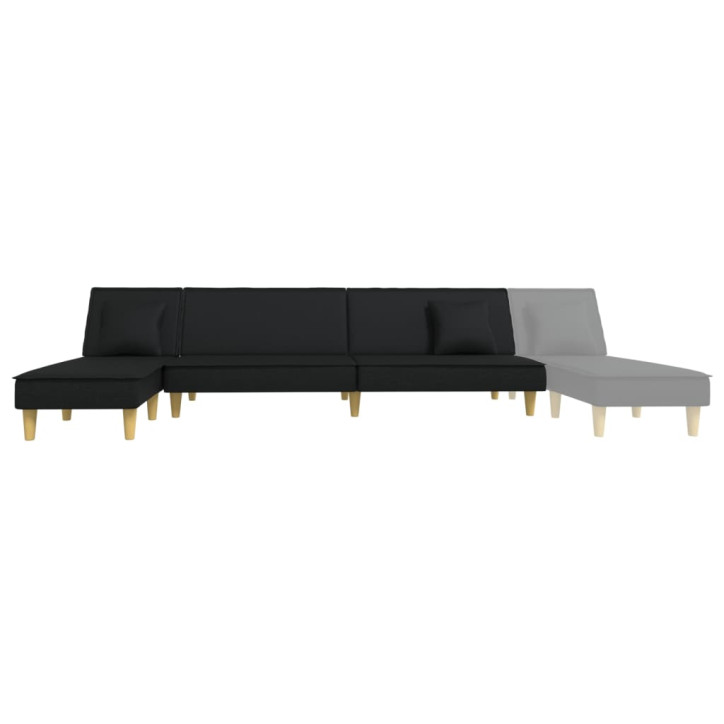 L formos sofa-lova, juodos spalvos, 255x140x70cm, audinys