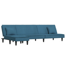 L formos sofa-lova, mėlynos spalvos, 255x140x70cm, aksomas