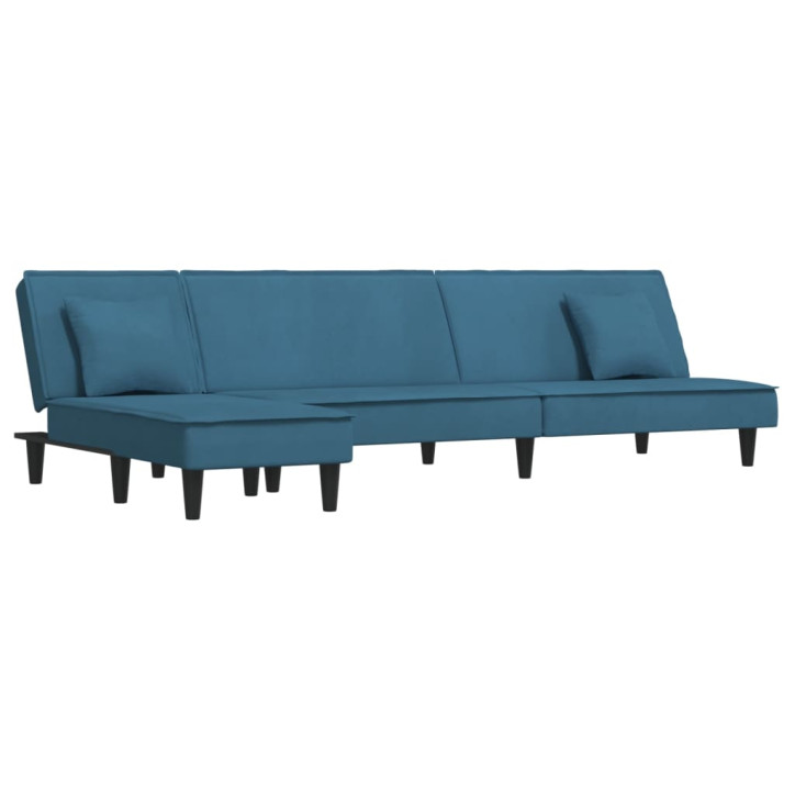 L formos sofa-lova, mėlynos spalvos, 255x140x70cm, aksomas