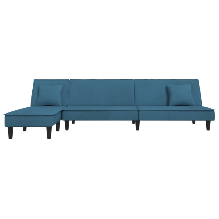 L formos sofa-lova, mėlynos spalvos, 255x140x70cm, aksomas