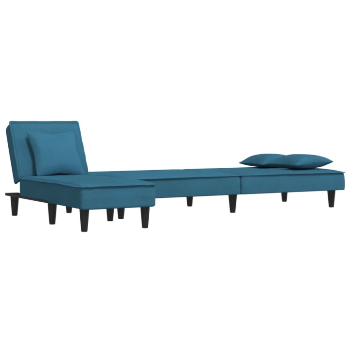 L formos sofa-lova, mėlynos spalvos, 255x140x70cm, aksomas