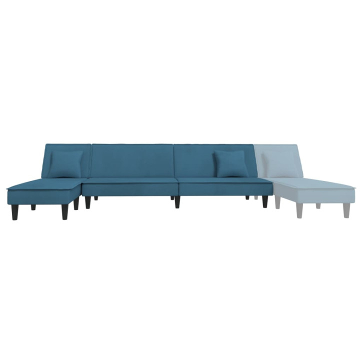 L formos sofa-lova, mėlynos spalvos, 255x140x70cm, aksomas