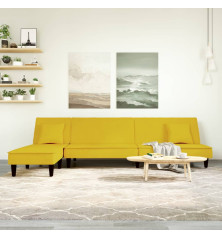 L formos sofa-lova, geltonos spalvos, 255x140x70cm, aksomas