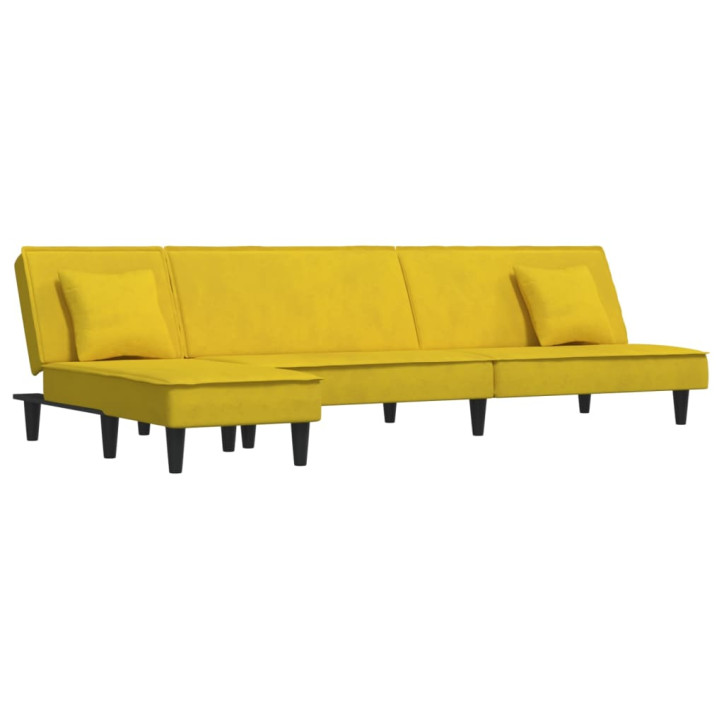 L formos sofa-lova, geltonos spalvos, 255x140x70cm, aksomas