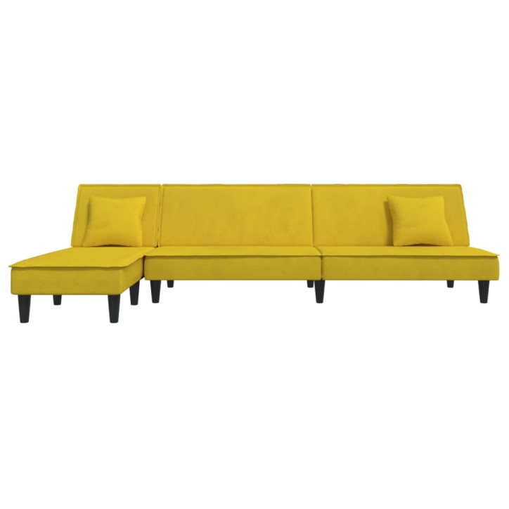 L formos sofa-lova, geltonos spalvos, 255x140x70cm, aksomas