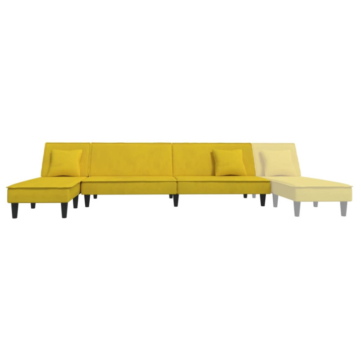 L formos sofa-lova, geltonos spalvos, 255x140x70cm, aksomas