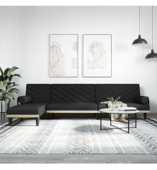 L formos sofa-lova, juodos spalvos, 260x140x70cm, audinys