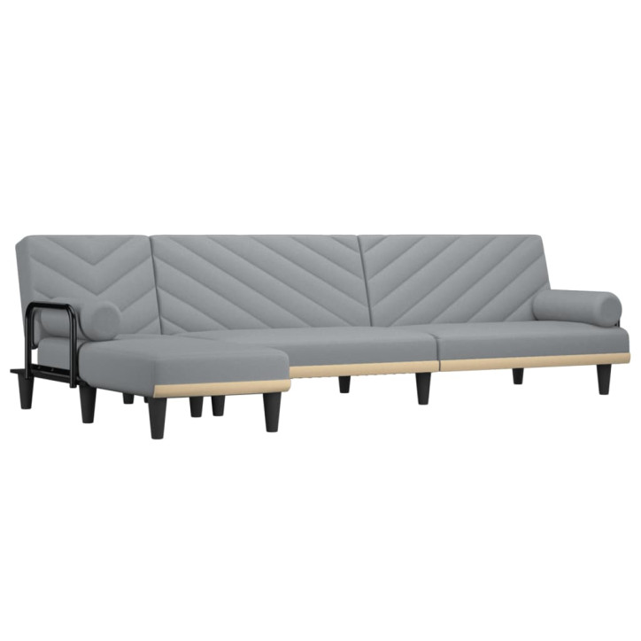 L formos sofa-lova, šviesiai pilka, 260x140x70cm, audinys