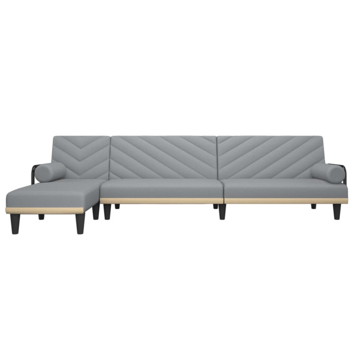 L formos sofa-lova, šviesiai pilka, 260x140x70cm, audinys