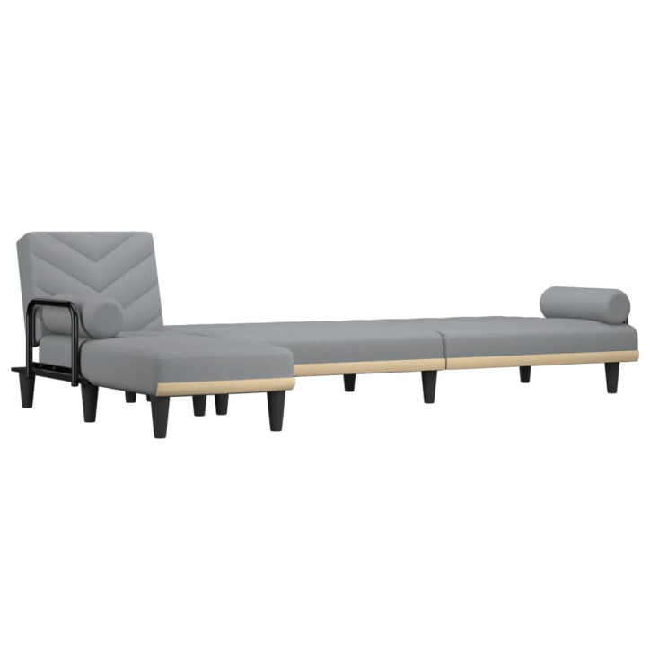 L formos sofa-lova, šviesiai pilka, 260x140x70cm, audinys